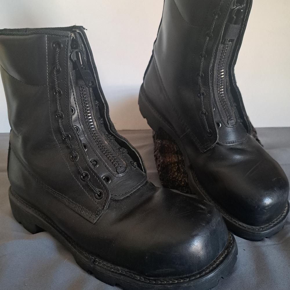 VINTAGE Firefighting Boots Men's 8.5 Black Leather 9" Union USA Structural Zip‎